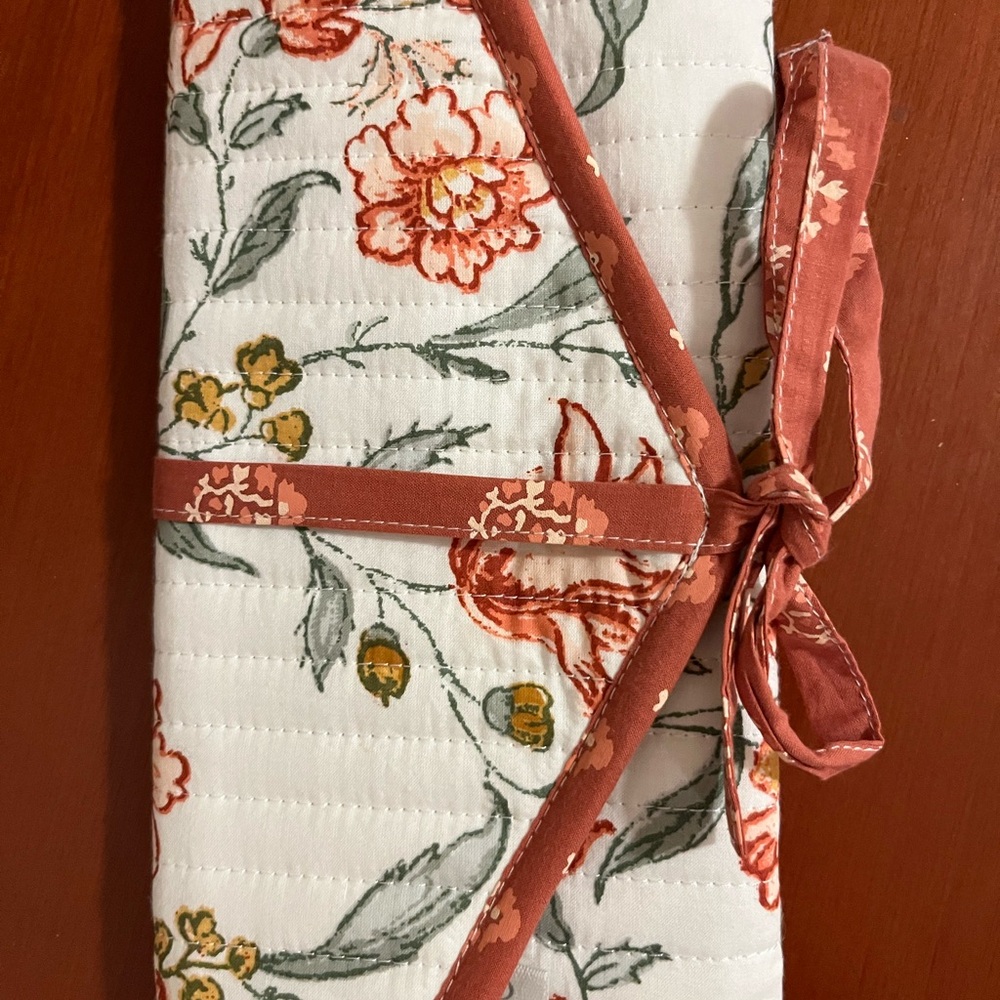 Floral Quilted Fabric jewelry Pouch
